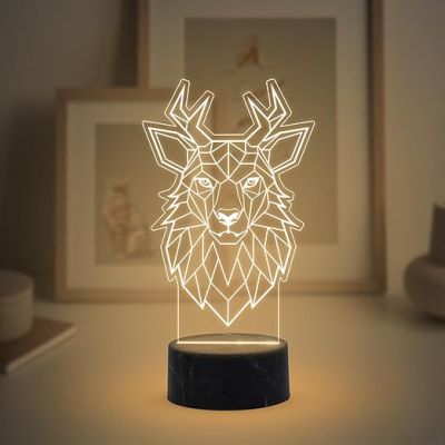 3D Illusion Deer Night Lamp with Warm White Light Return Gift Kids Birthday Home & Office Decor Light