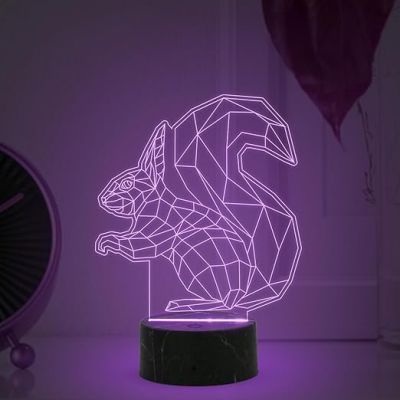 3D Illusion Squirrel Night Lamp with Automatic Color Changing Light Return Gift Kids Birthday Home & Office Decor Light