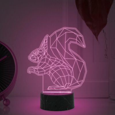 3D Illusion Squirrel Night Lamp with Automatic Color Changing Light Return Gift Kids Birthday Home & Office Decor Light