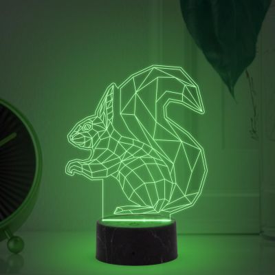 3D Illusion Squirrel Night Lamp with Automatic Color Changing Light Return Gift Kids Birthday Home & Office Decor Light