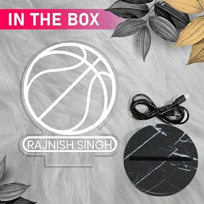 Basketball Sports night lamp with Warm White Light Customized Name Gift for Sports Player Home & Office Decor Light