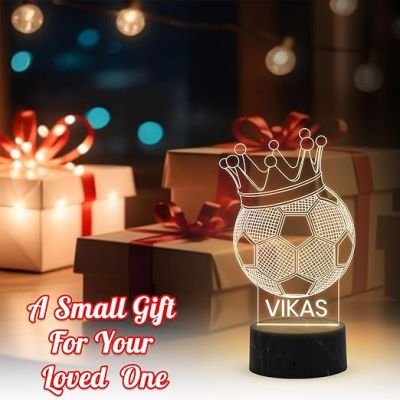 Football Crown Shape night lamp with Warm White Light Customized Name Gift for Sports Player Home & Office Decor Light