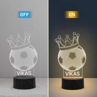 Football Crown Shape night lamp with Warm White Light Customized Name Gift for Sports Player Home & Office Decor Light
