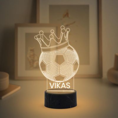 Football Crown Shape night lamp with Warm White Light Customized Name Gift for Sports Player Home & Office Decor Light