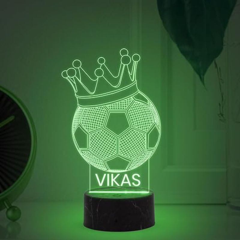 Football Crown Shape Night Lamp with  Automatic Color Changing Light Customized Name Gift for Sports Player Home & Office Decor