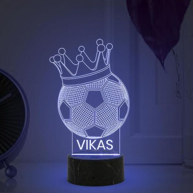 Football Crown Shape Night Lamp with  Automatic Color Changing Light Customized Name Gift for Sports Player Home & Office Decor