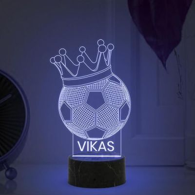 Football Crown Shape Night Lamp with  Automatic Color Changing Light Customized Name Gift for Sports Player Home & Office Decor