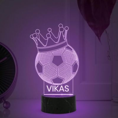 Football Crown Shape Night Lamp with  Automatic Color Changing Light Customized Name Gift for Sports Player Home & Office Decor