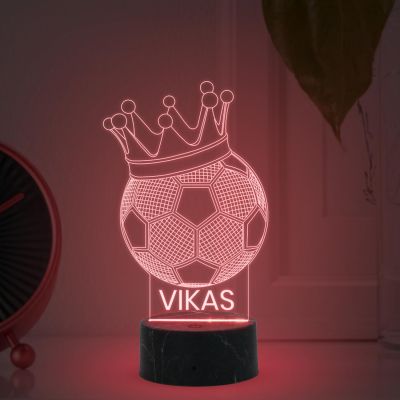Football Crown Shape Night Lamp with  Automatic Color Changing Light Customized Name Gift for Sports Player Home & Office Decor
