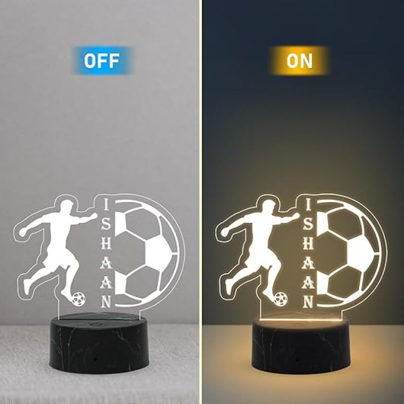 Football Player sport Night Lamp with Warm White Light Customized Name Gift for Sports Player Home & Office Decor Light