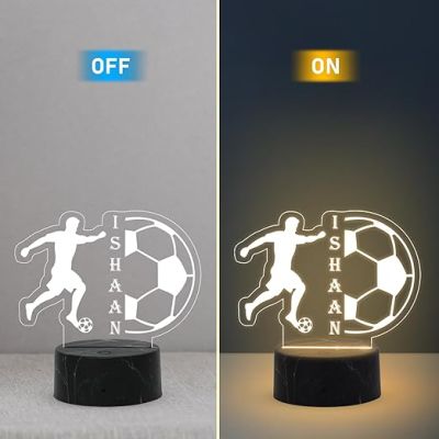 Football Player sport Night Lamp with Warm White Light Customized Name Gift for Sports Player Home & Office Decor Light