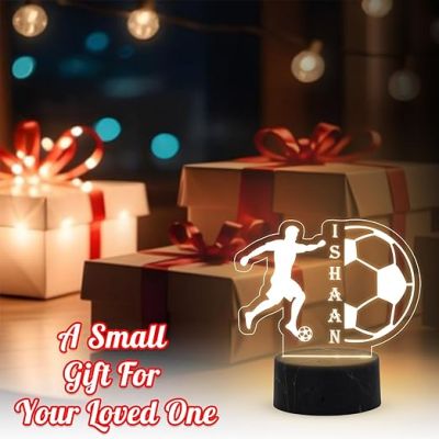 Football Player sport Night Lamp with Warm White Light Customized Name Gift for Sports Player Home & Office Decor Light