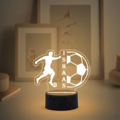 Football Player sport Night Lamp with Warm White Light Customized Name Gift for Sports Player Home & Office Decor Light