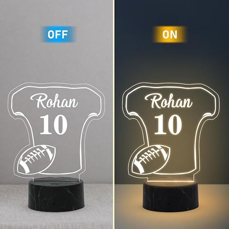 Football Shirt sport night Lamp with Warm White Light Customized Name Gift for Sports Player Home & Office Decor Light