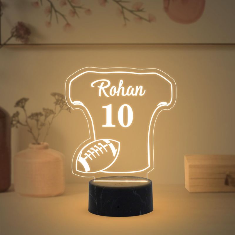 Football Shirt sport night Lamp with Warm White Light Customized Name Gift for Sports Player Home & Office Decor Light