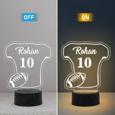 Football Shirt sport night Lamp with Warm White Light Customized Name Gift for Sports Player Home & Office Decor Light