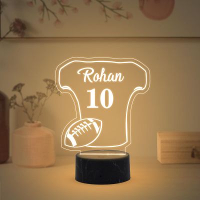 Football Shirt sport night Lamp with Warm White Light Customized Name Gift for Sports Player Home & Office Decor Light