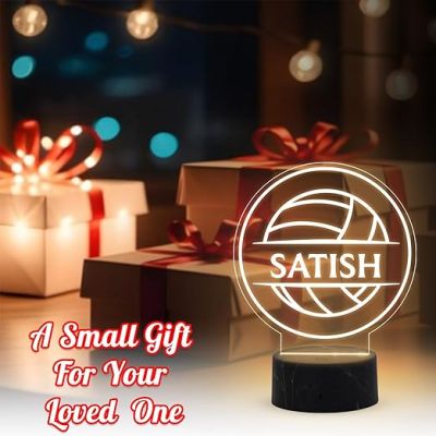 Volleyball night lamp with Warm White Light Customized Name Gift for Sports Player Home & Office Decor Light