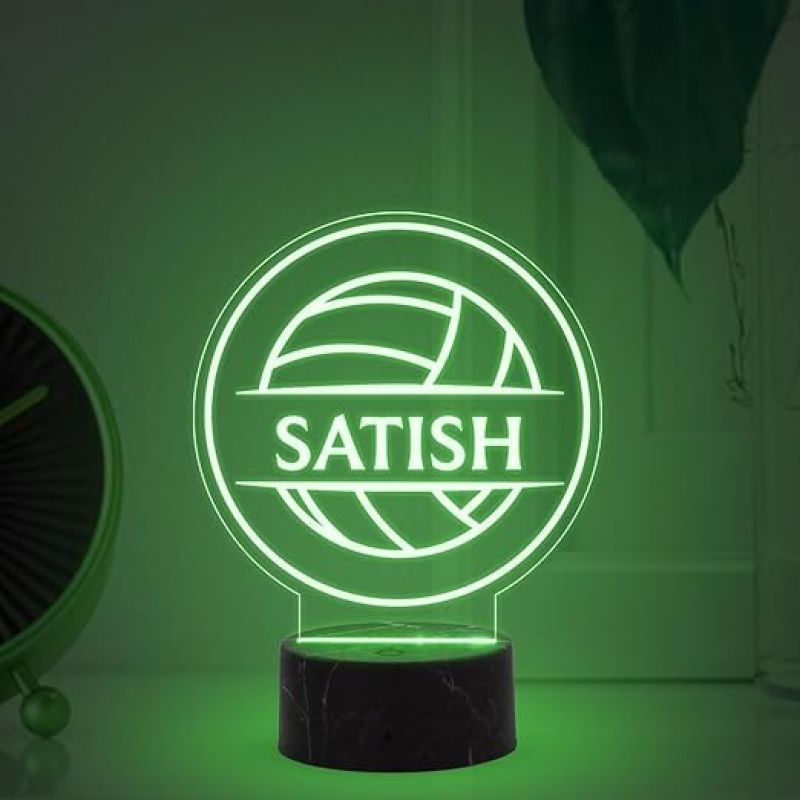 Volleyball Sport Night Lamp with Automatic Color Changing Light Customized Name Gift for Sports Player Home & Office Deco