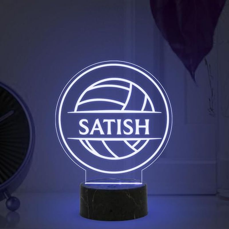 Volleyball Sport Night Lamp with Automatic Color Changing Light Customized Name Gift for Sports Player Home & Office Deco
