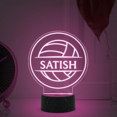 Volleyball Sport Night Lamp with Automatic Color Changing Light Customized Name Gift for Sports Player Home & Office Deco