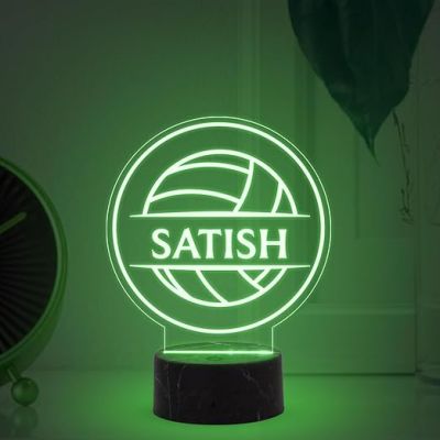 Volleyball Sport Night Lamp with Automatic Color Changing Light Customized Name Gift for Sports Player Home & Office Deco