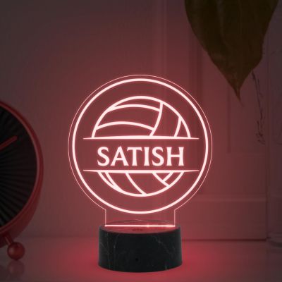 Volleyball Sport Night Lamp with Automatic Color Changing Light Customized Name Gift for Sports Player Home & Office Deco