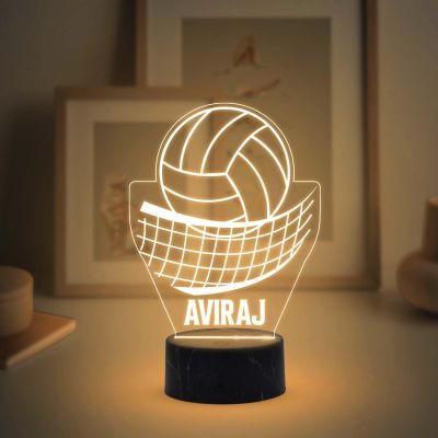 Volleyball with Net Night Lamp with Warm White Light Customized Name Gift for Sports Player Home & Office Decor Light