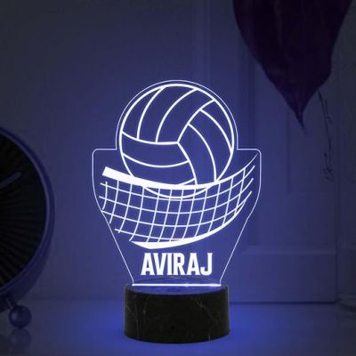 Volleyball with Net Night Lamp with Automatic Color Changing Light Customized Name Gift for Sports Player Home & Office Deco Light