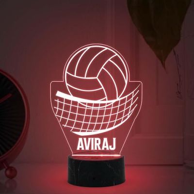 Volleyball with Net Night Lamp with Automatic Color Changing Light Customized Name Gift for Sports Player Home & Office Deco Light