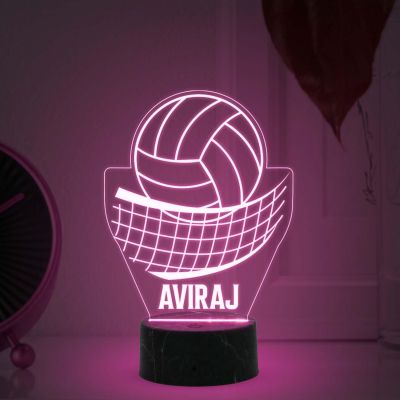 Volleyball with Net Night Lamp with Automatic Color Changing Light Customized Name Gift for Sports Player Home & Office Deco Light