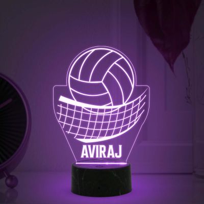 Volleyball with Net Night Lamp with Automatic Color Changing Light Customized Name Gift for Sports Player Home & Office Deco Light