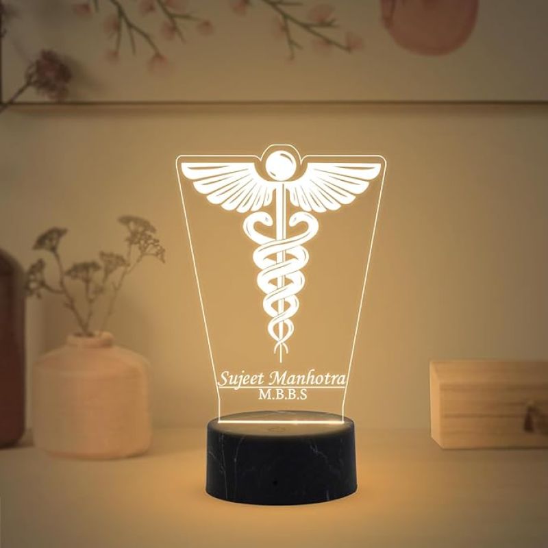 Personalized Doctor Symbol Night Lamp with Warm White Light Customized with Name Thanksgiving Gift for Doctor Graduation Gift for Doctor