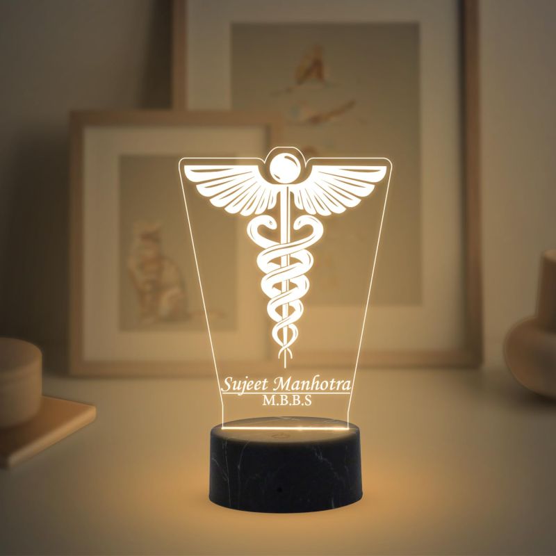 Personalized Doctor Symbol Night Lamp with Warm White Light Customized with Name Thanksgiving Gift for Doctor Graduation Gift for Doctor