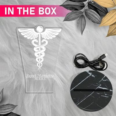 Personalized Doctor Symbol Night Lamp with Warm White Light Customized with Name Thanksgiving Gift for Doctor Graduation Gift for Doctor