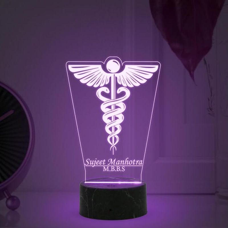 Personalized Doctor Symbol Night Lamp with 7 Color Changing Light Customized with Name Thanksgiving Gift for Doctor Graduation Gift for Doctor