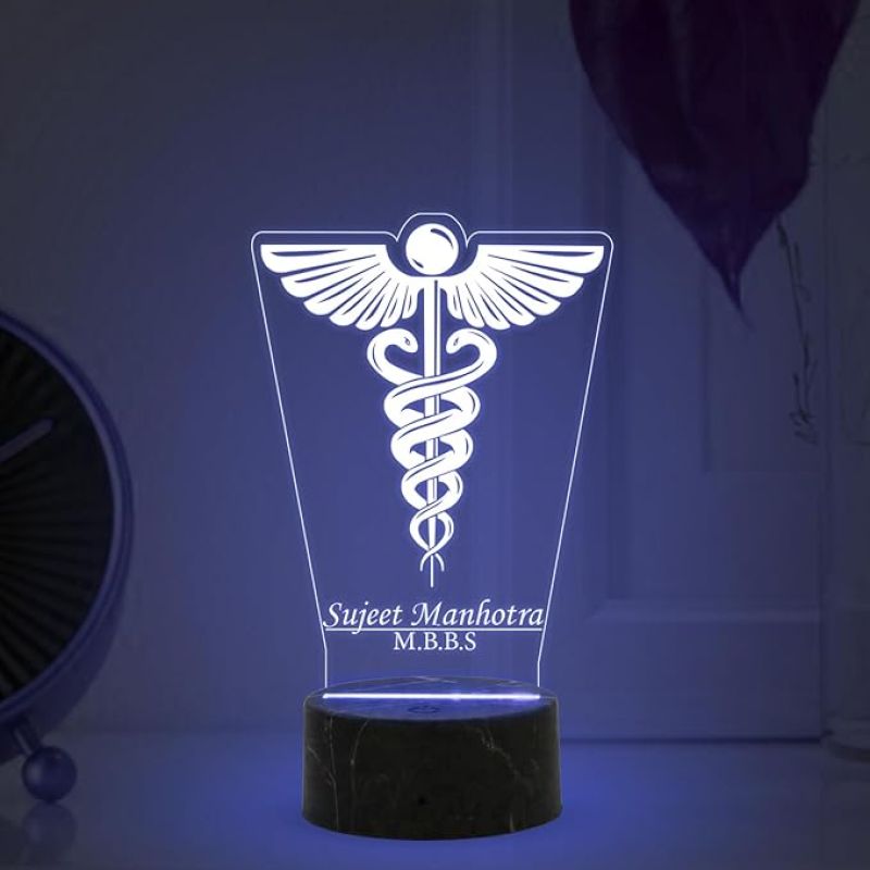 Personalized Doctor Symbol Night Lamp with 7 Color Changing Light Customized with Name Thanksgiving Gift for Doctor Graduation Gift for Doctor