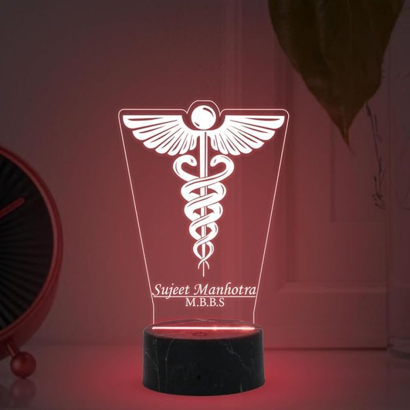 Personalized Doctor Symbol Night Lamp with 7 Color Changing Light Customized with Name Thanksgiving Gift for Doctor Graduation Gift for Doctor