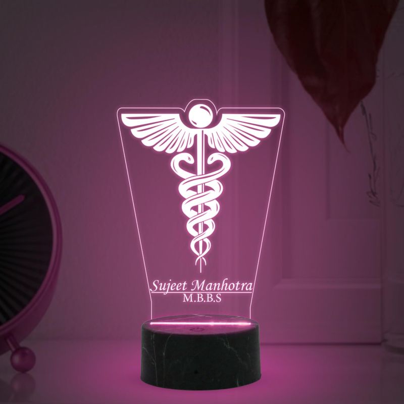 Personalized Doctor Symbol Night Lamp with 7 Color Changing Light Customized with Name Thanksgiving Gift for Doctor Graduation Gift for Doctor