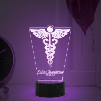Personalized Doctor Symbol Night Lamp with 7 Color Changing Light Customized with Name Thanksgiving Gift for Doctor Graduation Gift for Doctor