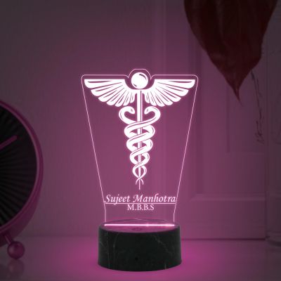 Personalized Doctor Symbol Night Lamp with 7 Color Changing Light Customized with Name Thanksgiving Gift for Doctor Graduation Gift for Doctor