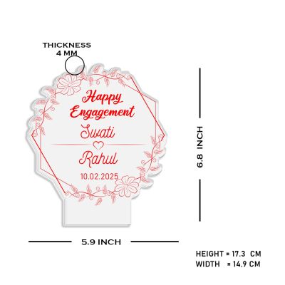 Personalized Happy Engagement Night Lamp with Warm White Light Customized with Name & Date Engagement Gift for Friend