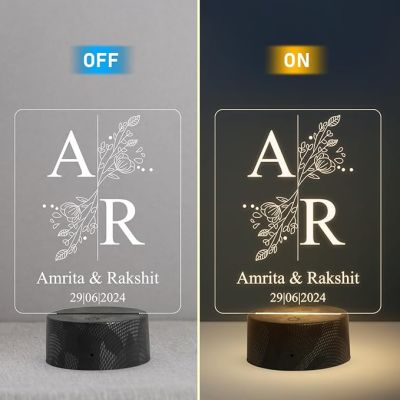 Personalized Couple Name night lamp with Warm White Light Customized with Name Date Gift for Couples Anniversary Birthday Valentines Day