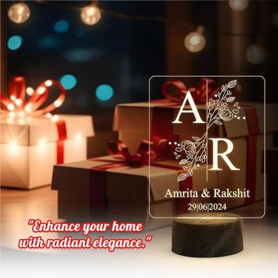 Personalized Couple Name night lamp with Warm White Light Customized with Name Date Gift for Couples Anniversary Birthday Valentines Day