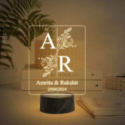 Personalized Couple Name night lamp with Warm White Light Customized with Name Date Gift for Couples Anniversary Birthday Valentines Day