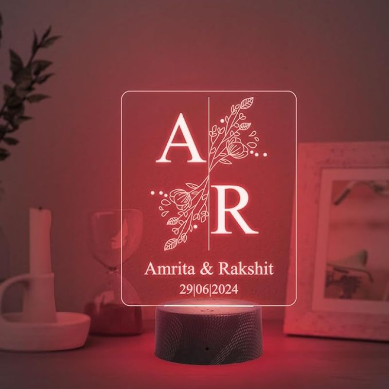 Personalized Couple Name night lamp with  7 Color Changing Light Customized with Name Gift for Couples Anniversary Birthday Valentines Day