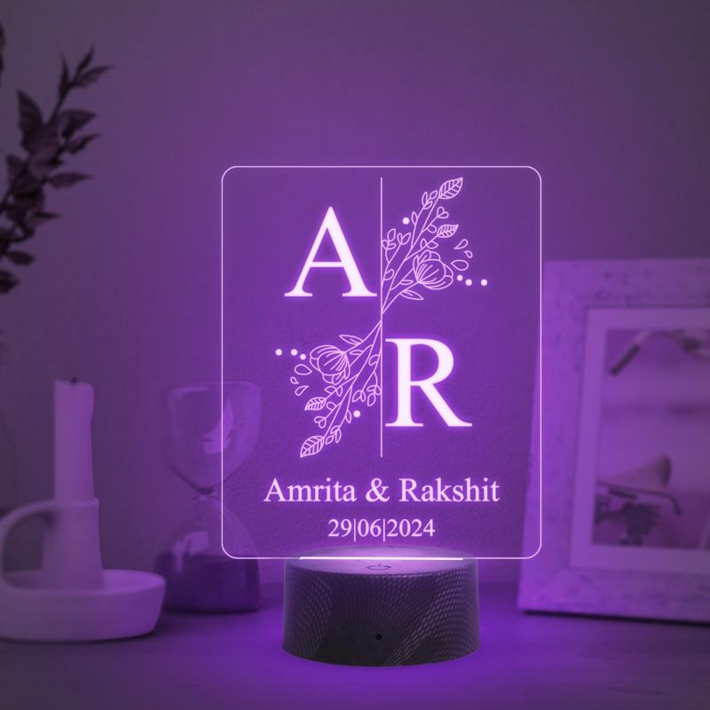 Personalized Couple Name night lamp with  7 Color Changing Light Customized with Name Gift for Couples Anniversary Birthday Valentines Day