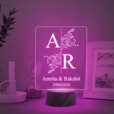Personalized Couple Name night lamp with  7 Color Changing Light Customized with Name Gift for Couples Anniversary Birthday Valentines Day