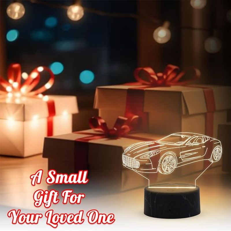 3D Illusion Car Night Lamp with Warm White Light Kids Room & Gaming Room Home & Office Decor Light