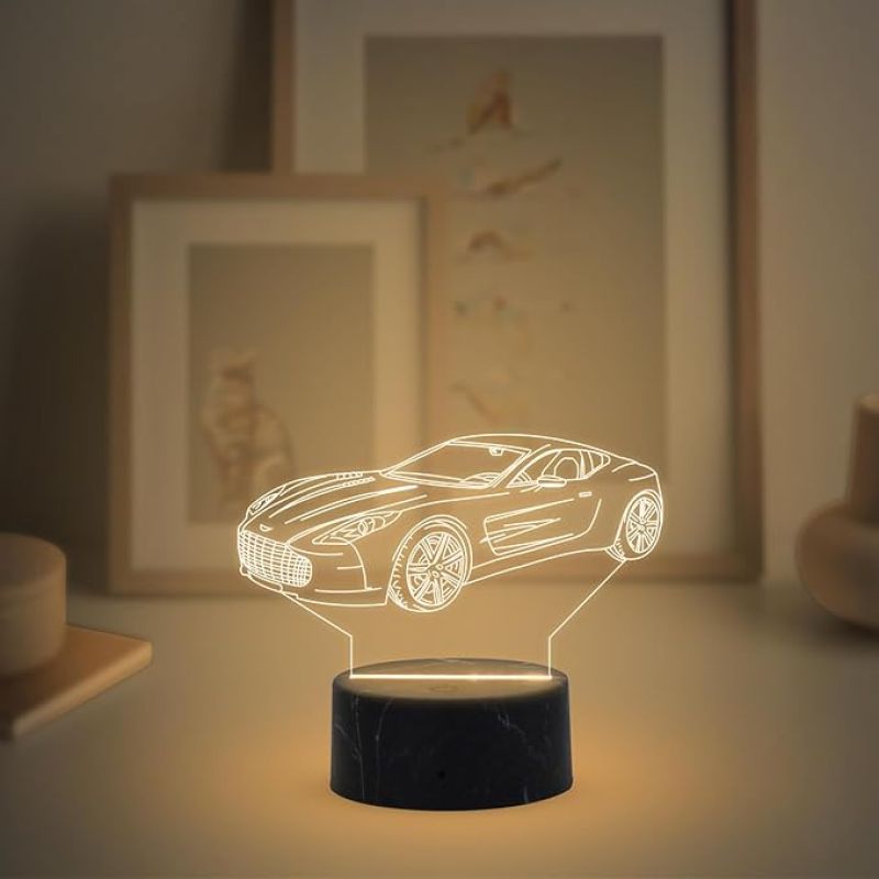 3D Illusion Car Night Lamp with Warm White Light Kids Room & Gaming Room Home & Office Decor Light